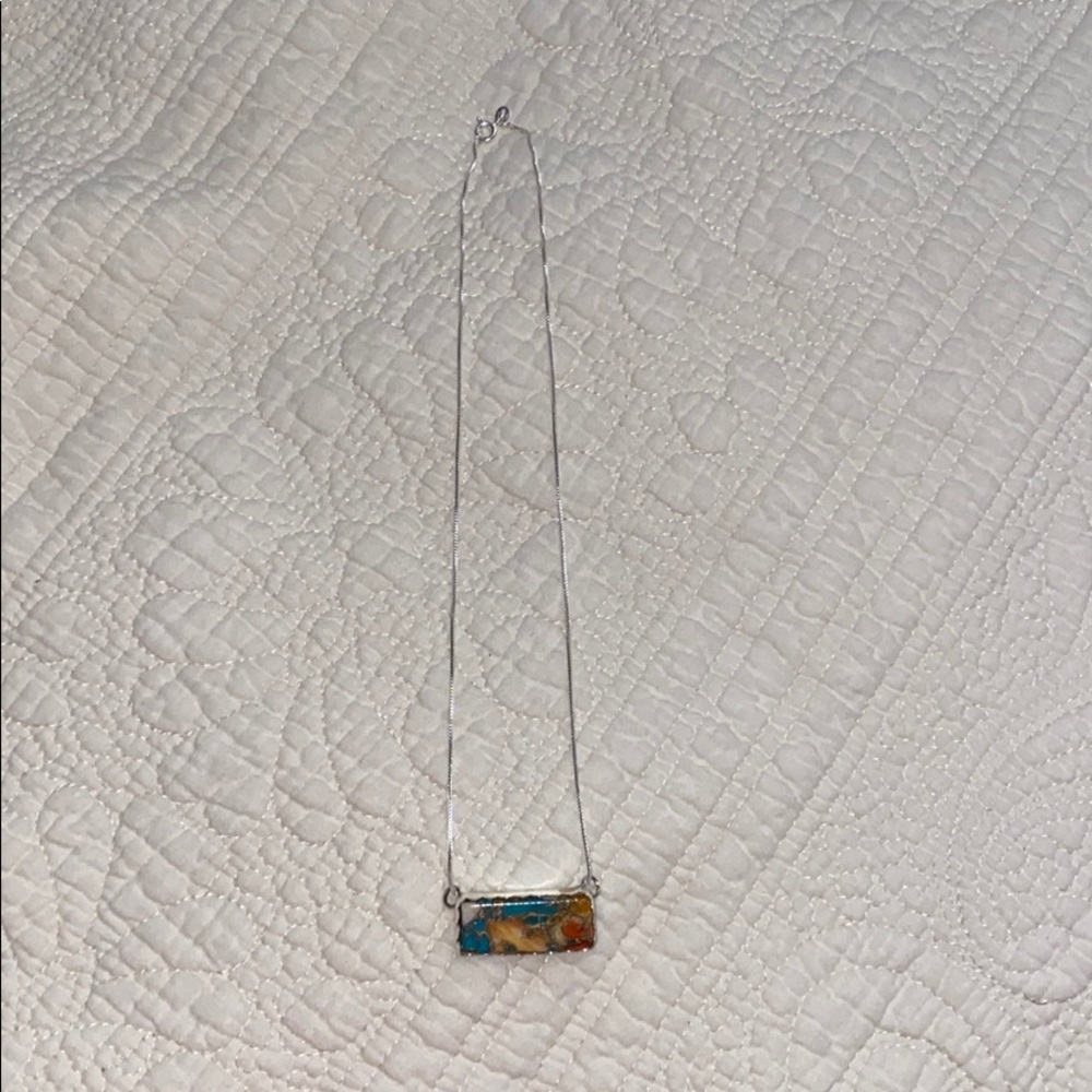 Spiny Oyster / Turquoise Bar Necklace